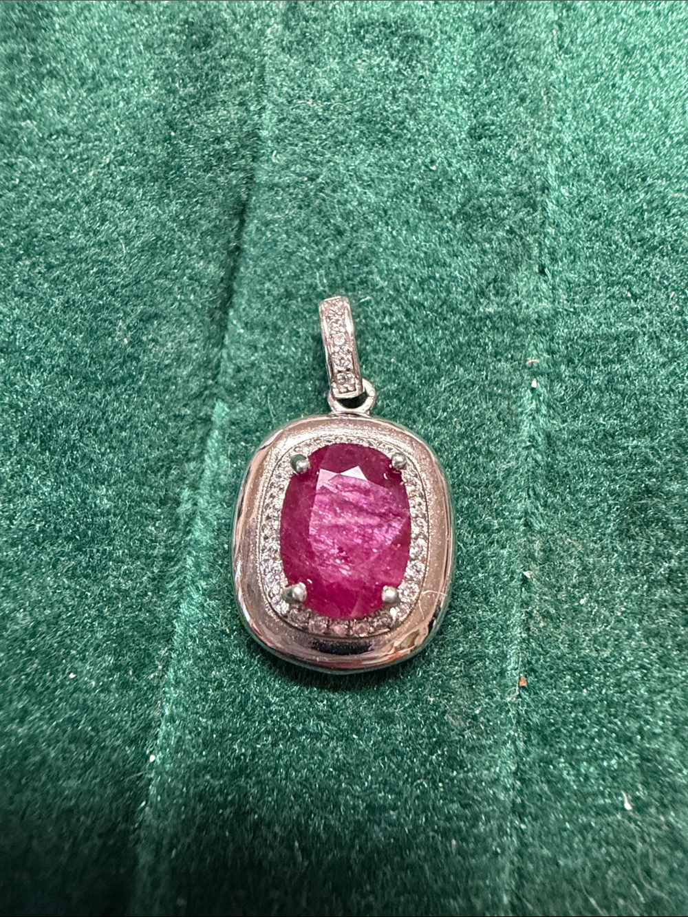 Elegant Pink Ruby Halo Pendant Necklace - Women Jewelry